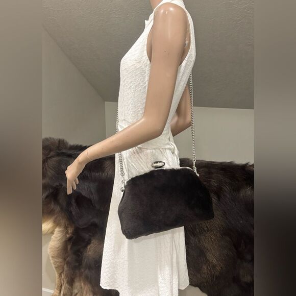 Real Shearling Leather Handmade Push Lock Frame Shoulder Bag, Crossbody - Picture 6 of 15